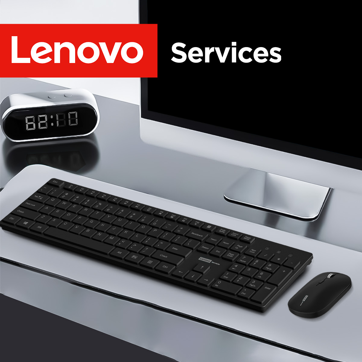 Laptop Accessories Combo - Lenovo KN220 Silent 2.4G Wireless Keyboard