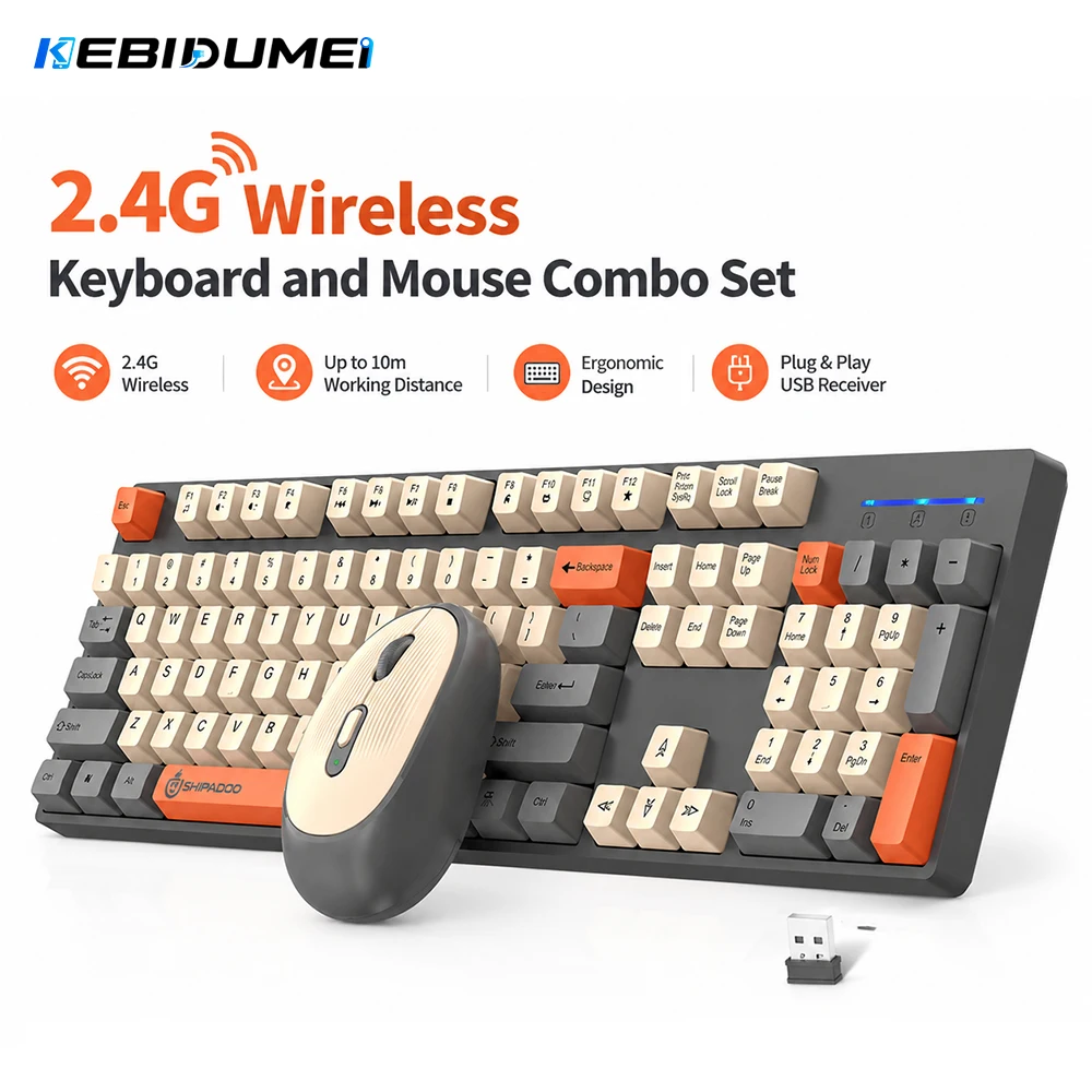 Laptop Accessories Combo - KEBIDUMEI 2.4G Wireless Keyboard and Mouse