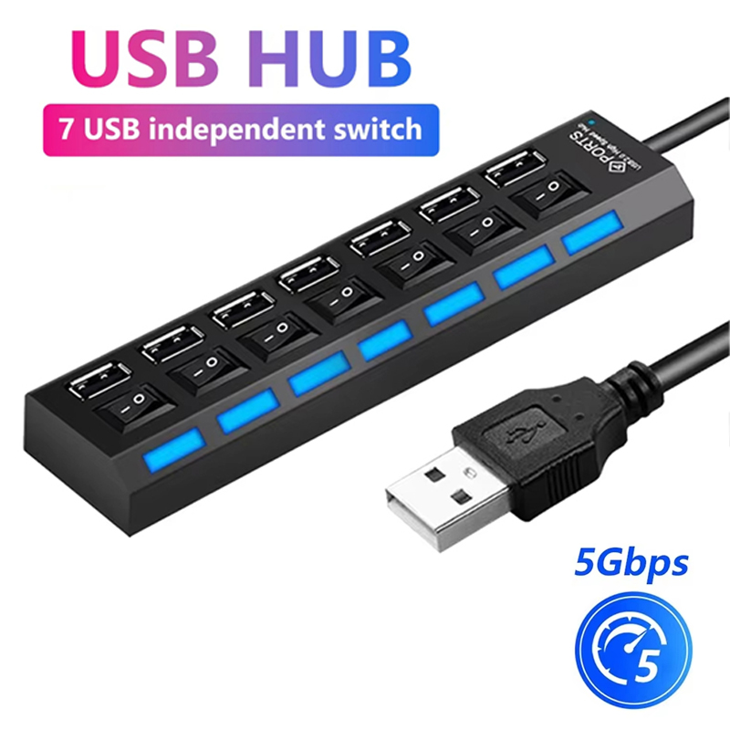 Laptop Accessories Computer - 7 Port USB 2.0 Hub Splitter