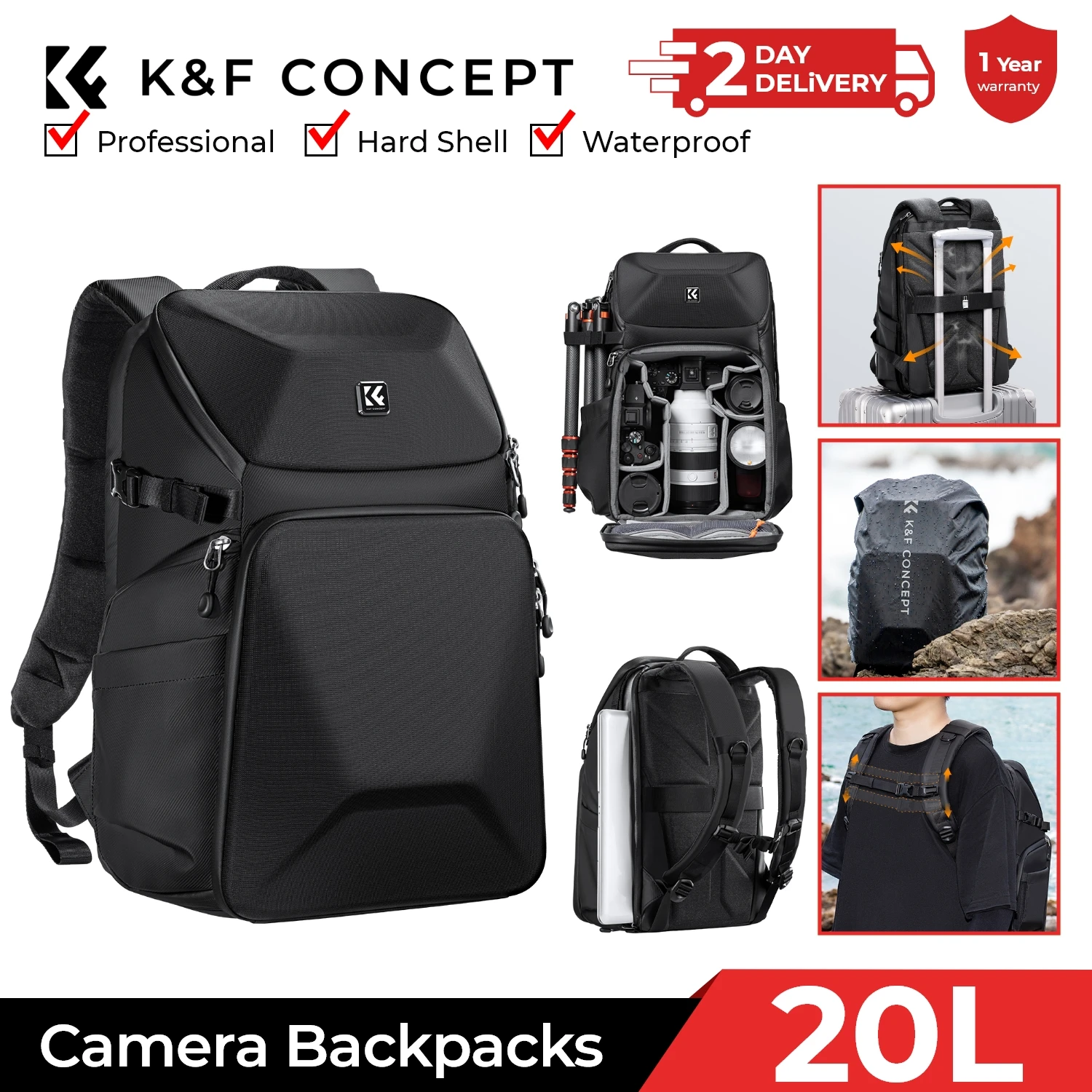 K&F CONCEPT 20L Camera Backpac - đánh giá và giá Laptop Accessories Box