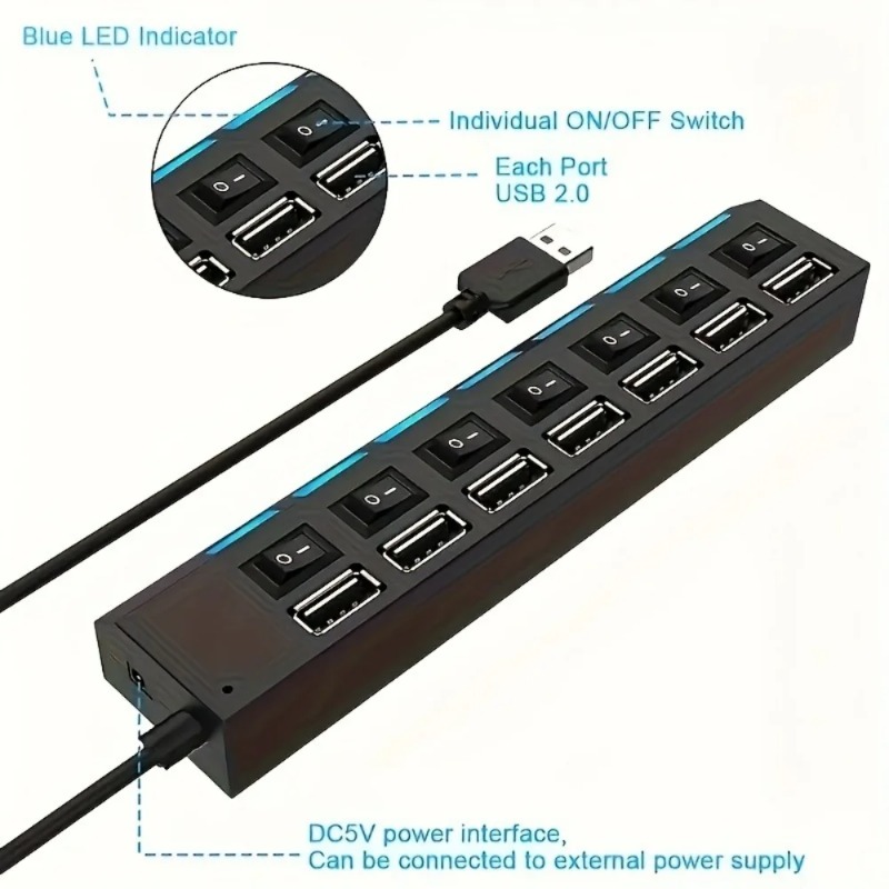 USB 2.0 Hub 4/7 Port Splitter  - đánh giá và giá Laptop Accessories Macbook